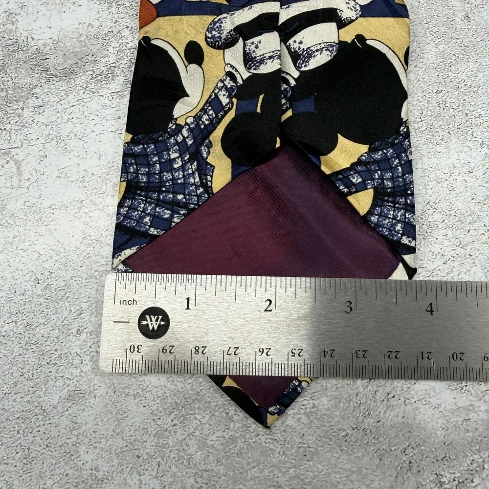 Mickey Unlimited 100% Silk Tie Mens One Size Yellow Mickey Geometric Necktie